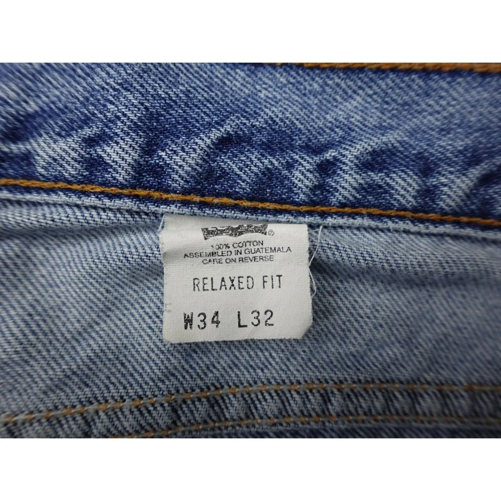 Levis 540 Relaxed‎ Fit Jeans Mens 34x26 Light Blue Raw Hem Cropped Denim